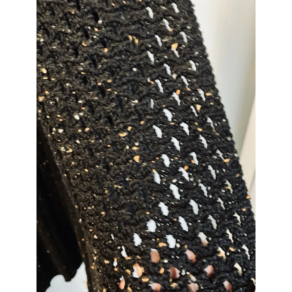 Studio Works Womens Cardigan XL Black Speckled Open Front Long Sleeve